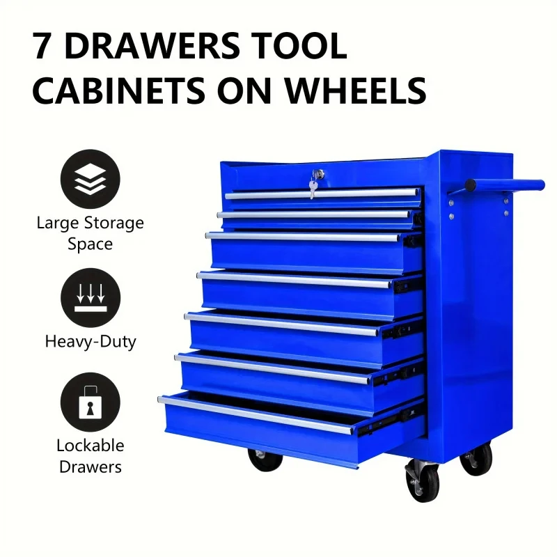 Car Workshop Tools Kit - Carrello Portautensili Multifunzionale Blu a 7